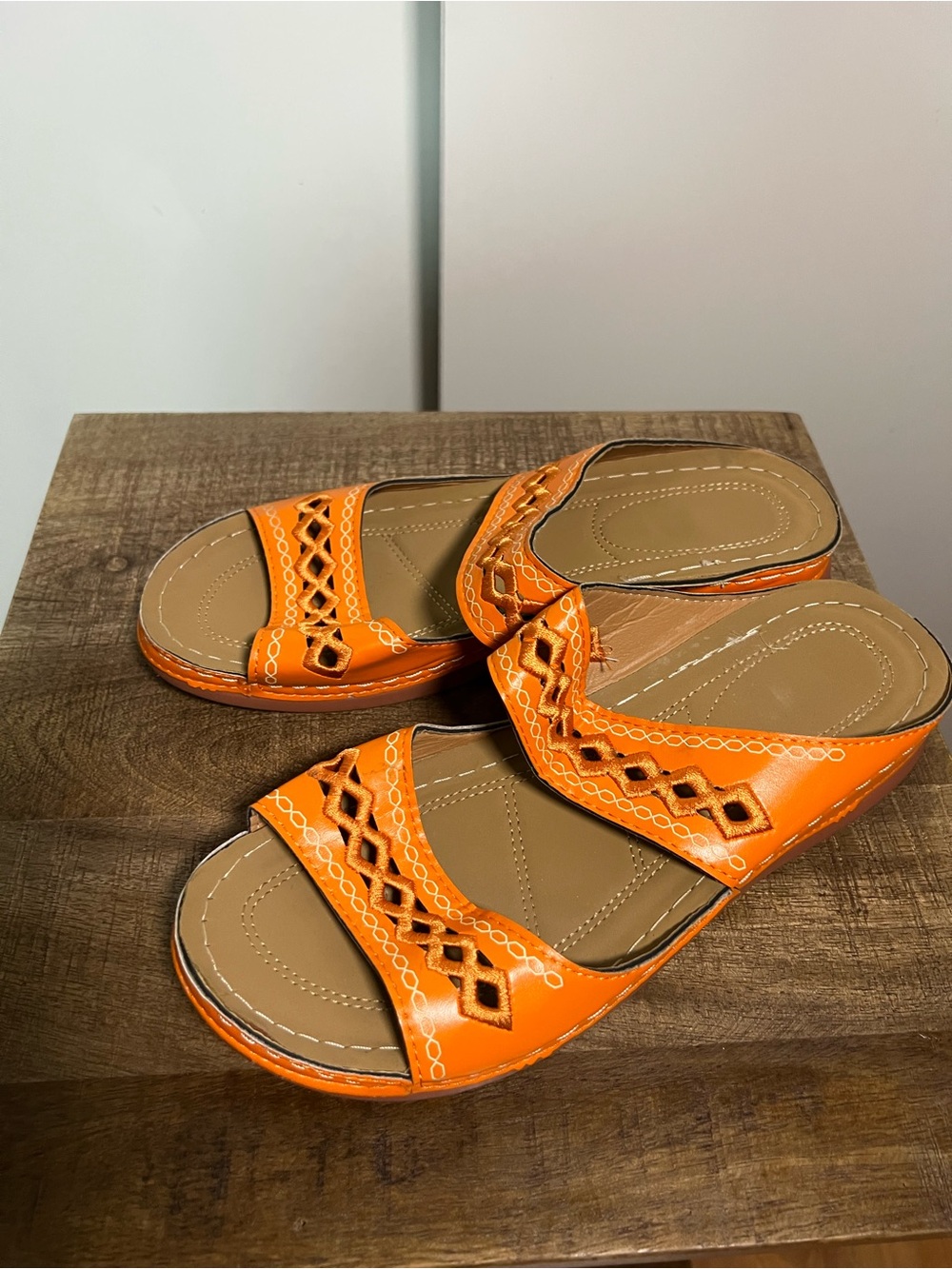 Women's Orange Slip-On Sandals